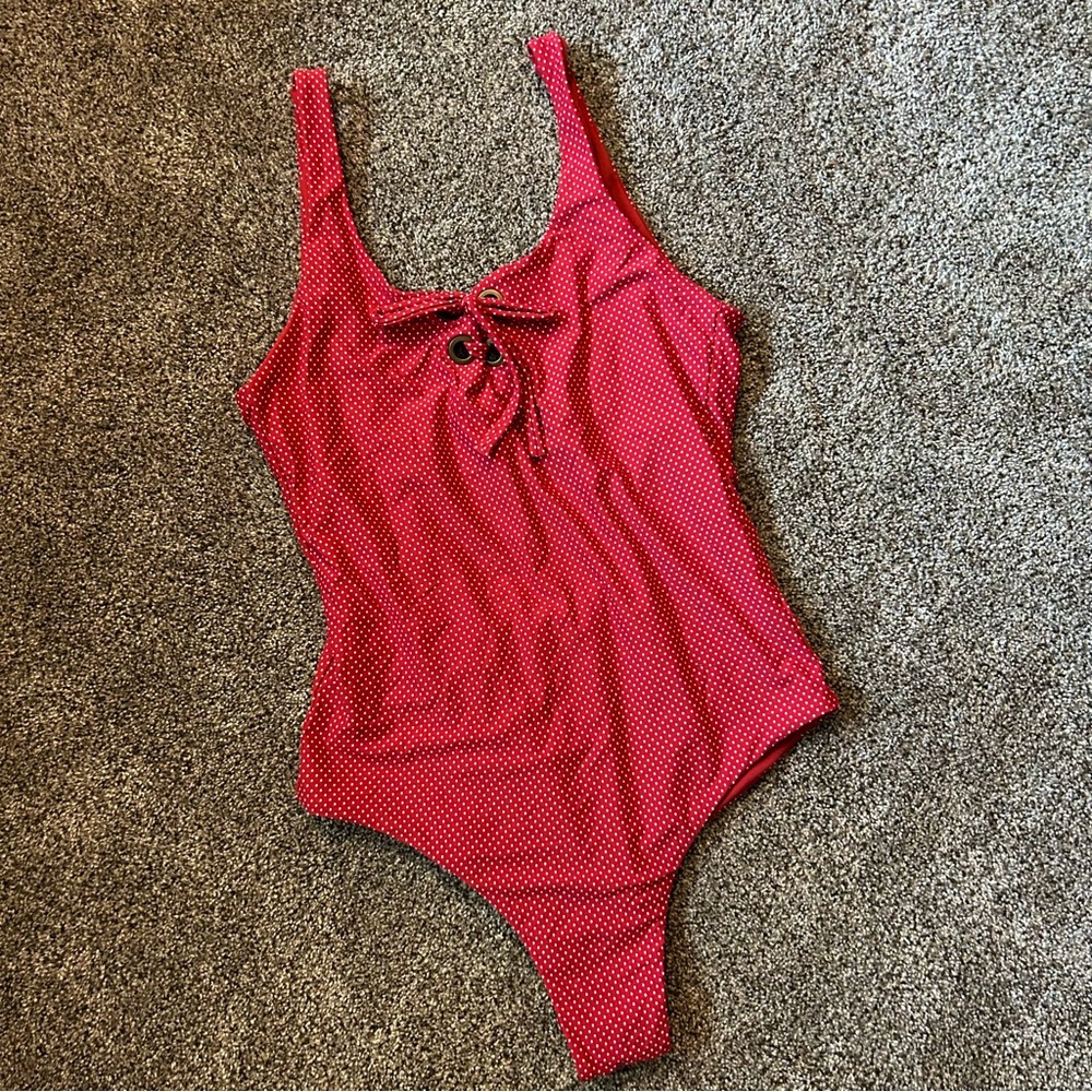 Roxy Red and White Polka Dot One Piece Swimsuit